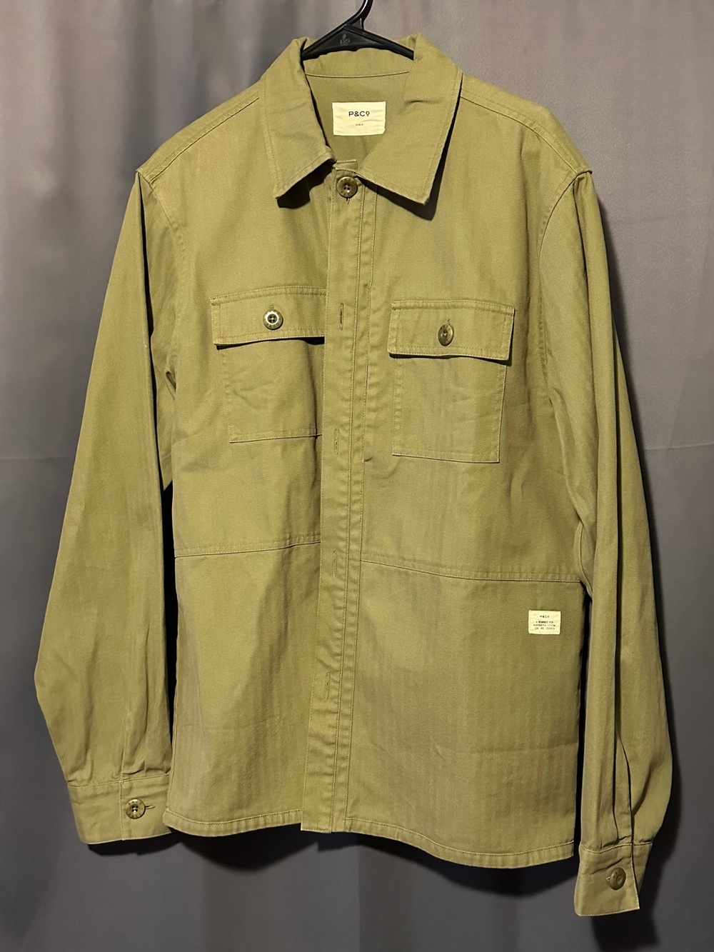 P&Co Men’s Military Overshirt, Large, Olive Green, NWOT